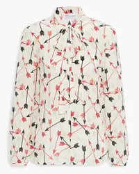 RED Valentino Pussy-bow printed silk crepe de chine blouse - White White