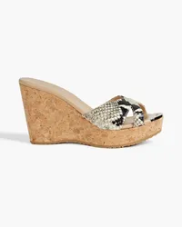 Jimmy Choo Pandora snake-effect leather wedge mules - Animal print Animal