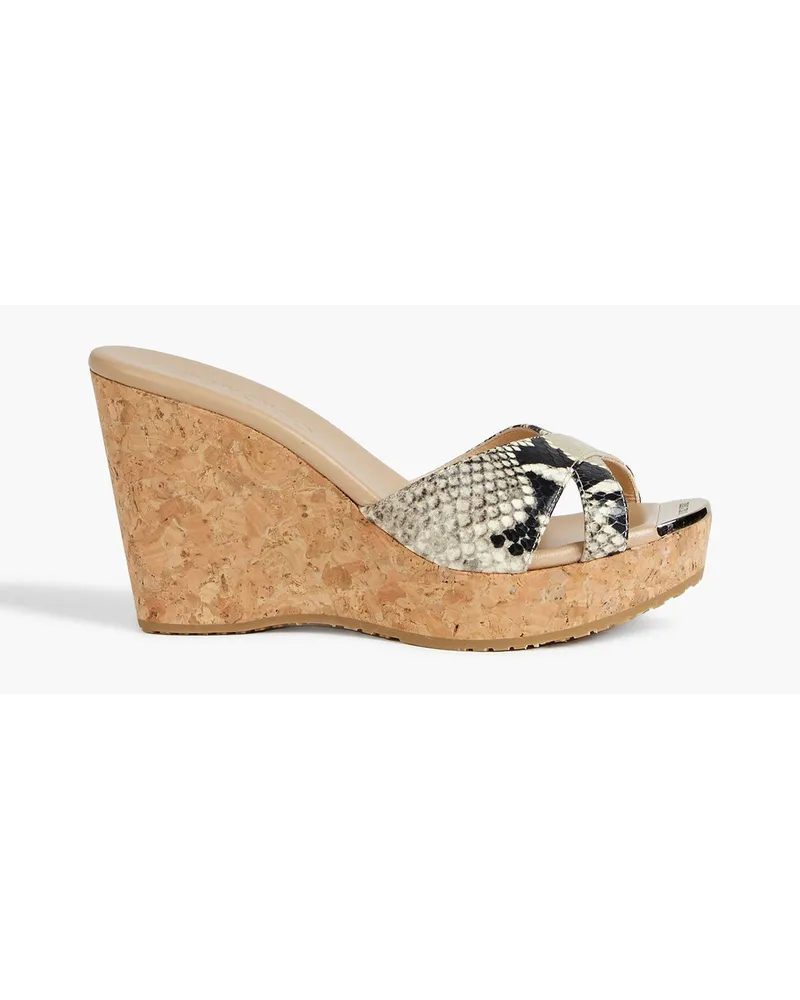 Jimmy Choo Pandora snake-effect leather wedge mules - Animal print Animal