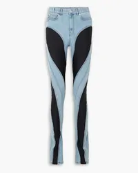 Thierry Mugler Spiral stretch jersey-paneled skinny jeans - Blue Blue