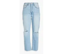 70s distressed high-rise straight-leg jeans - Blue