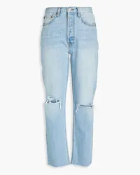 RE/DONE 70s distressed high-rise straight-leg jeans - Blue Blue