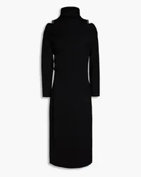 Brunello Cucinelli Cutout bead-embellished wool-blend jersey midi dress - Black Black