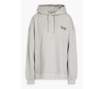 Oversized mélange cotton-blend fleece hoodie - Gray
