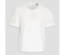 Lattice-trimmed pintucked cotton-poplin shirt - White