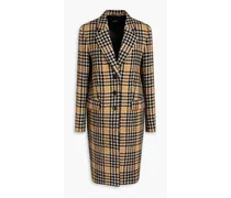 Checked wool-blend coat - Yellow