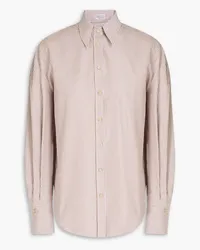 Brunello Cucinelli Metallic striped cotton-blend Oxford shirt - Neutral Neutral