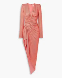 Alexandre Vauthier Asymmetric ruched crystal-embellished stretch-crepe maxi dress - Orange Orange