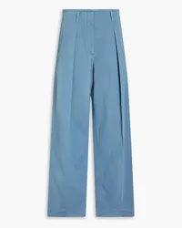 Brunello Cucinelli Pleated ribbed cotton-blend wide-leg pants - Blue Blue