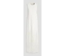 Fringed ribbed-knit gown - White
