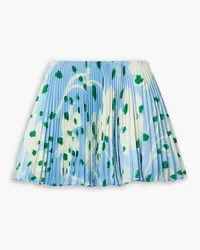 Monse Pleated printed twill mini skirt - Blue Blue