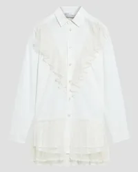 RED Valentino Ruffled point d'esprit and poplin shirt - White White