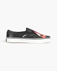 RED Valentino Suede-paneled leather sneakers - Black Black