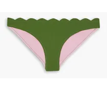 Santa Barbara reversible textured stretch-crepe low-rise bikini briefs - Green
