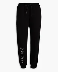 Versace Appliquéd French cotton-terry track pants - Black Black