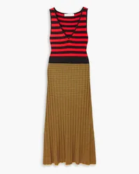 Proenza Schouler Striped ribbed-knit midi dress - Red Red