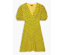 Milla printed crepe de chine mini dress - Yellow