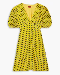 STAUD Milla printed crepe de chine mini dress - Yellow Yellow