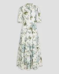 Erdem Gathered floral-print midi shirt dress - White White