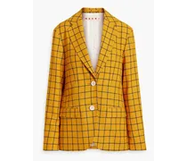 Checked wool-jacquard blazer - Yellow