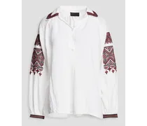 Jill embroidered linen blouse - White