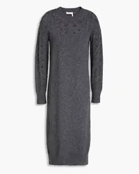 See by Chloé Distressed knitted midi dress - Gray Gray