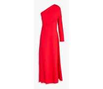 One-sleeve stretch-jersey midi dress - Red