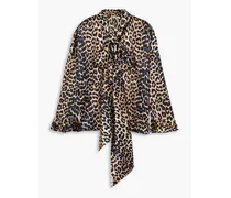 Pussy-bow leopard-print silk-blend satin blouse - Animal print