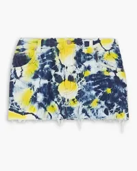 Alanui Moonrise frayed tie-dyed denim mini skirt - Blue Blue