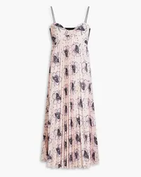 RED Valentino Pleated floral-print tulle midi dress - Pink Pink