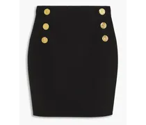 Button-embellished crepe mini skirt - Black