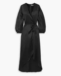 Reformation Gilbert silk-satin midi wrap dress - Black Black