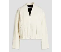 Linen-blend twill bomber jacket - White