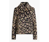 Alfie leopard-print brushed wool and alpaca-blend coat - Black