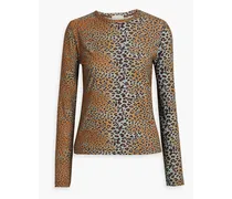 Eve leopard-print cotton-jersey top - Brown