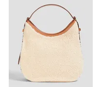 Aor shearling and leather shoulder bag - White
