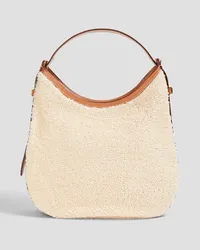 TOD'S Aor shearling and leather shoulder bag - White White