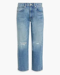 SLVRLAKE Sophie cropped distressed mid-rise straight-leg jeans - Blue Blue