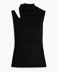 Helmut Lang Draped cutout stretch-jersey top - Black Black