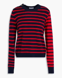 Ganni Striped merino wool and cashmere-blend sweater - Blue Blue