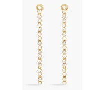 Gold-tone, faux pearl and crystal earrings - Metallic