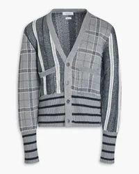 Thom Browne Checked jacquard-knit linen cardigan - Gray Gray