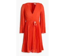 Pleated chiffon mini dress - Red