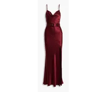 Simone belted silk-satin maxi dress - Burgundy