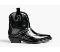 Glossed-leather ankle boots - Black