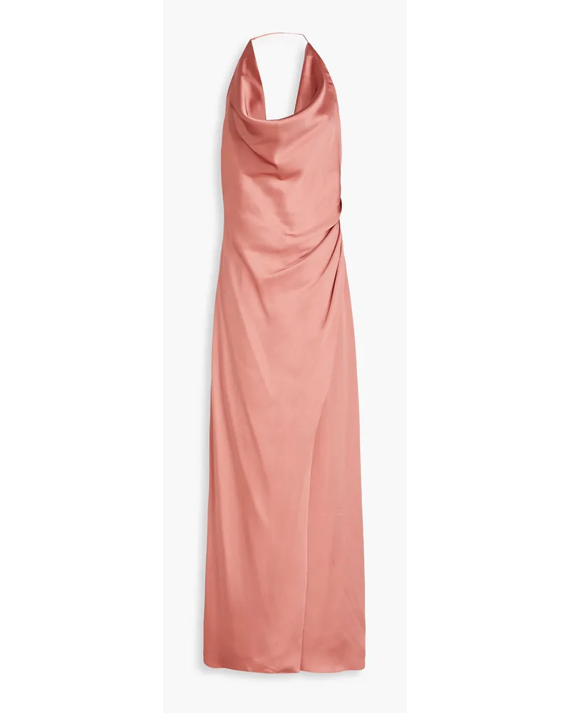 Halston Sutton draped satin halterneck gown - Pink Pink