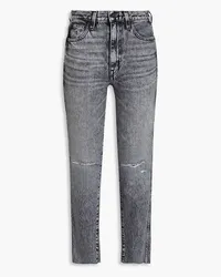 SLVRLAKE Hero distressed high-rise straight-leg jeans - Gray Gray