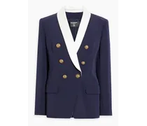 Double-breasted two-tone crepe blazer - Blue