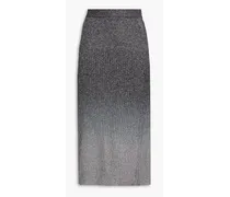 Dégradé metallic ribbed-knit midi skirt - Black