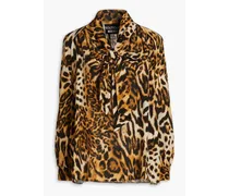 Pussy-bow leopard-print silk crepe de chine blouse - Animal print